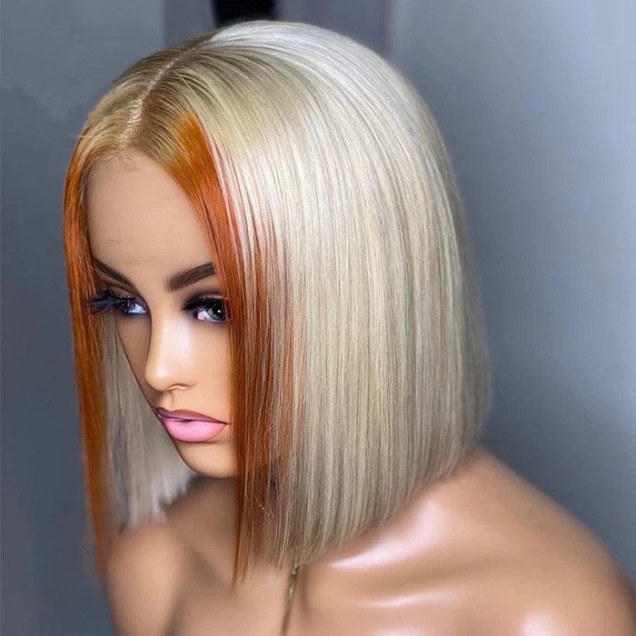 New Arrival Ombre Color Blonde 613 Transparent Lace Frontal Straight Short Bob Wig