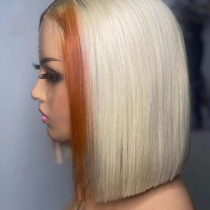 New Arrival Ombre Color Blonde 613 Transparent Lace Frontal Straight Short Bob Wig