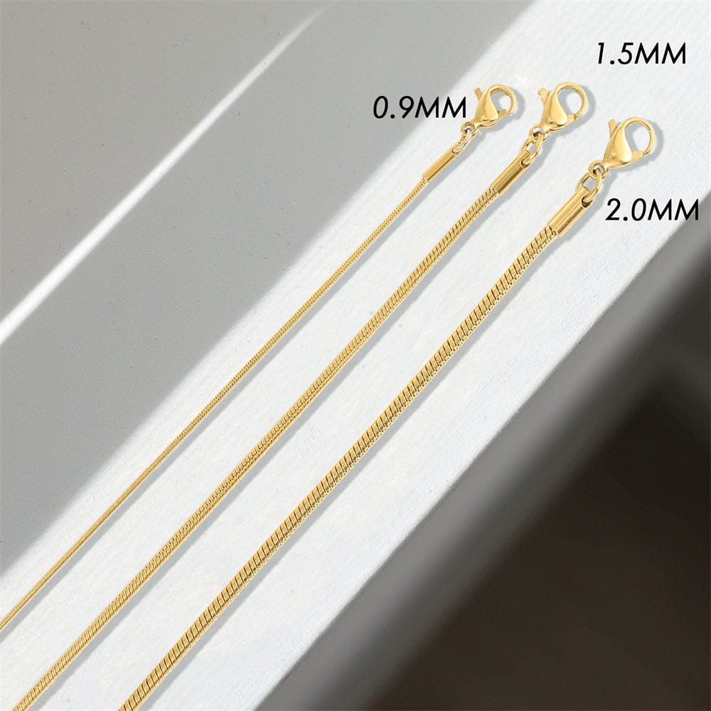 New Arrival Popular Amazon Dainty Women Stainless Steel 1mm  1.5mm 2mm Chain Round  Snake Jewelry Necklace