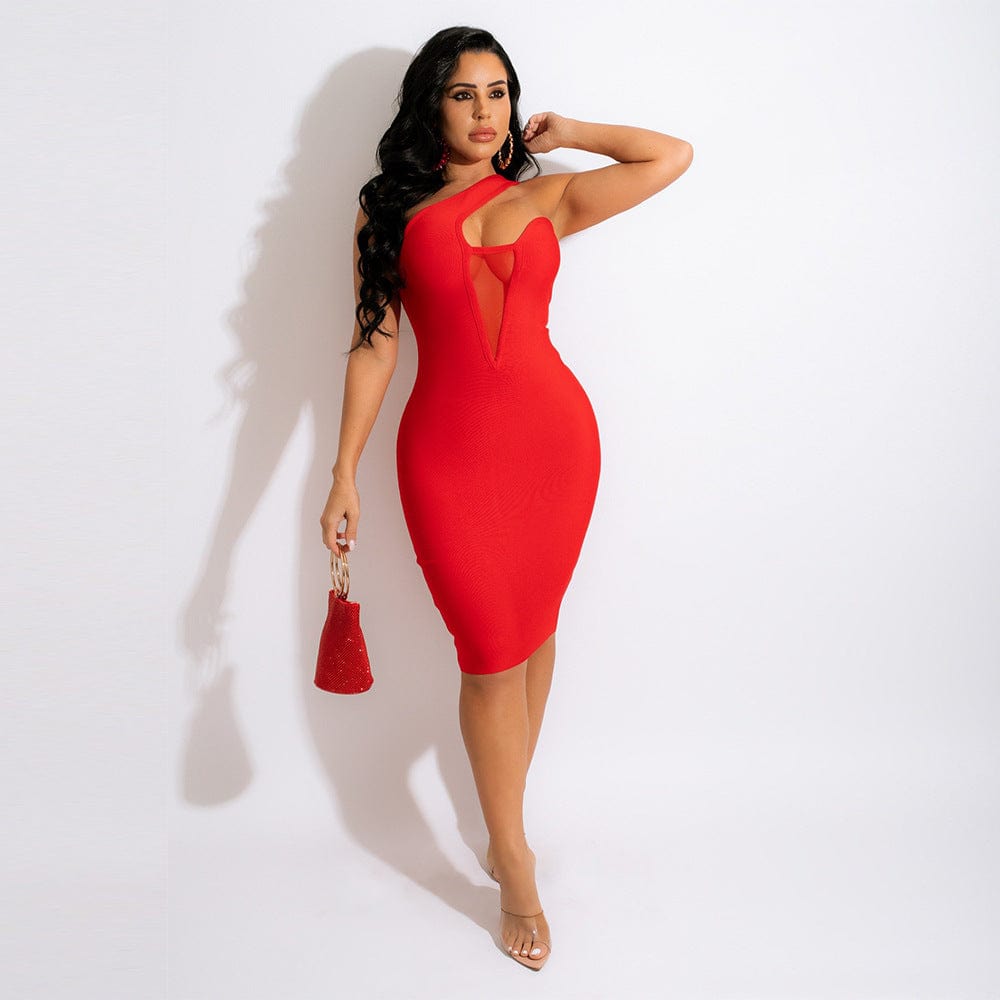 New Arrival Print vestidos cortos One-shoulder Hollow Halter Fold-mini Women's Club Bodycon Dress To Nightclub Woman Clothing