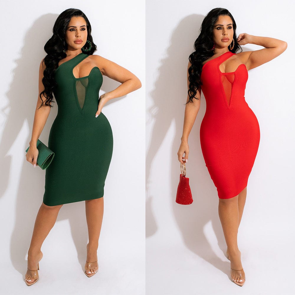 New Arrival Print vestidos cortos One-shoulder Hollow Halter Fold-mini Women's Club Bodycon Dress To Nightclub Woman Clothing