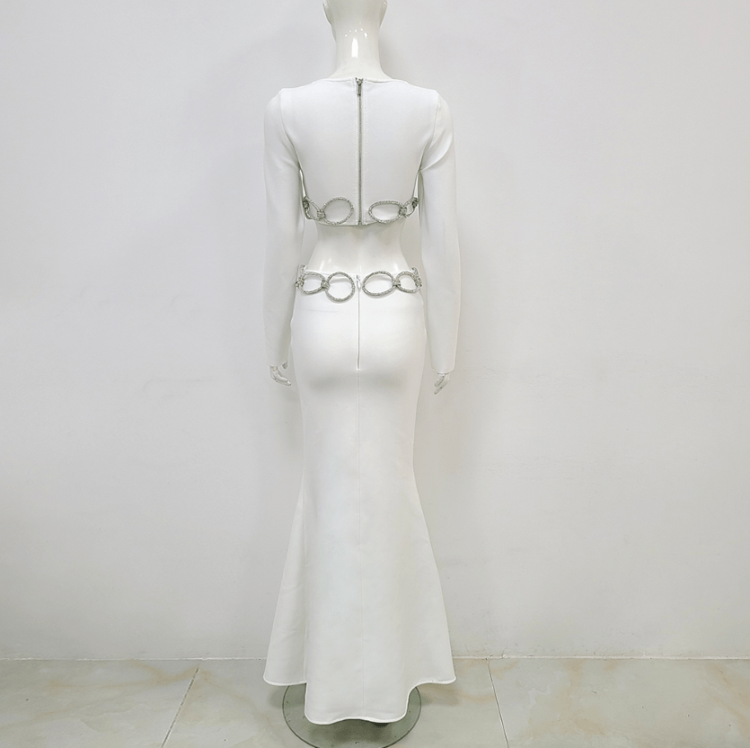 New Arrival Summer Hollow Diamond Chain Women's Jersey Girls Sexy Club Evening with Dress