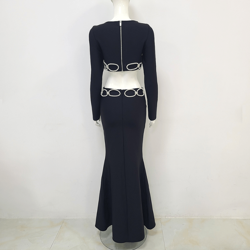 New Arrival Summer Hollow Diamond Chain Women's Jersey Girls Sexy Club Evening with Dress