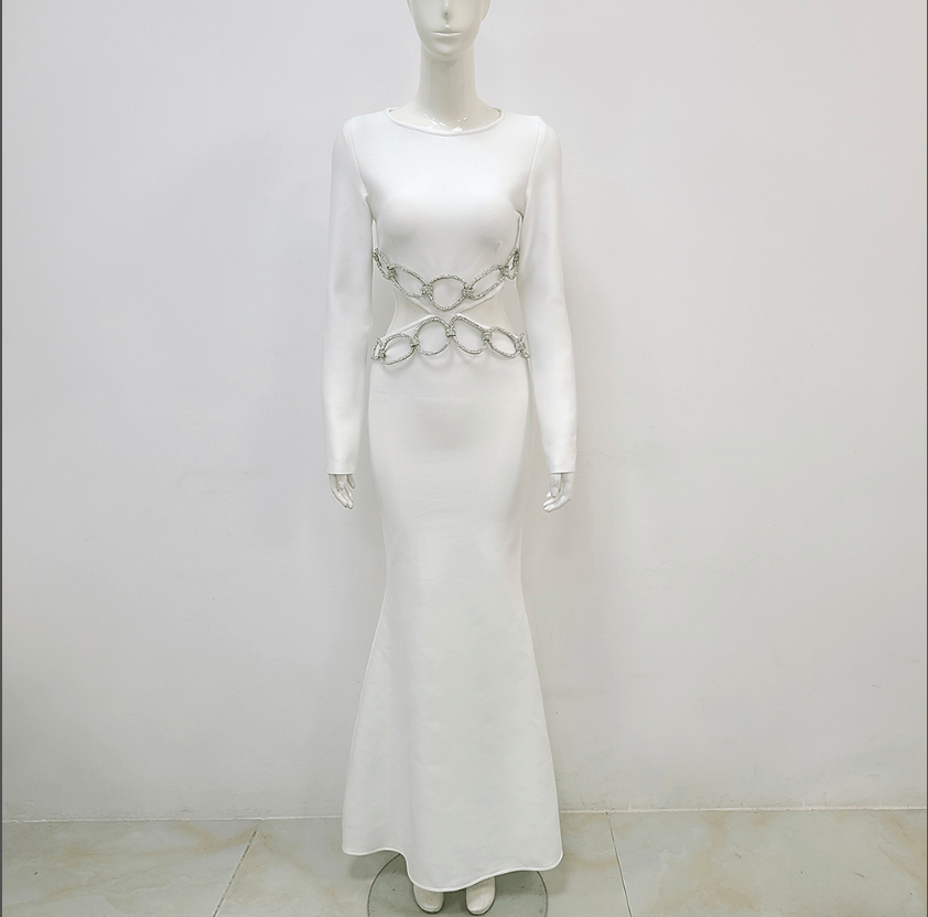 New Arrival Summer Hollow Diamond Chain Women's Jersey Girls Sexy Club Evening with Dress