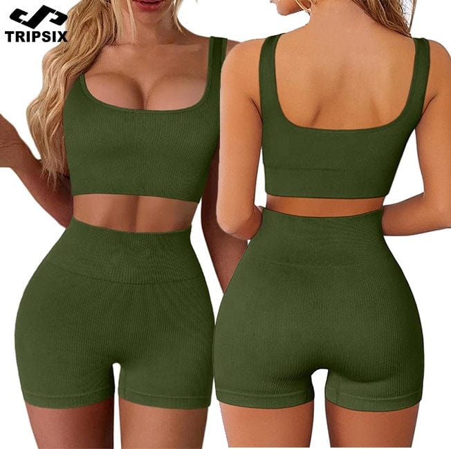 New Arrival Tik Tok Seamless Sport Bra Short Set Yoga Wear Fitness Clothing Workout Set Gym Fitness Clothes Active Wear