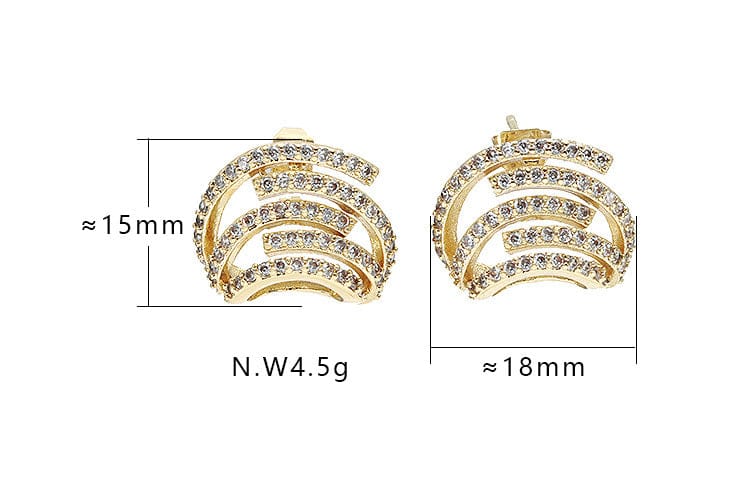 New Arrival Trendy Jewelry Micro Insert AAA Cubic Zircon Gold Plated Geometric Stud Earrings For Women