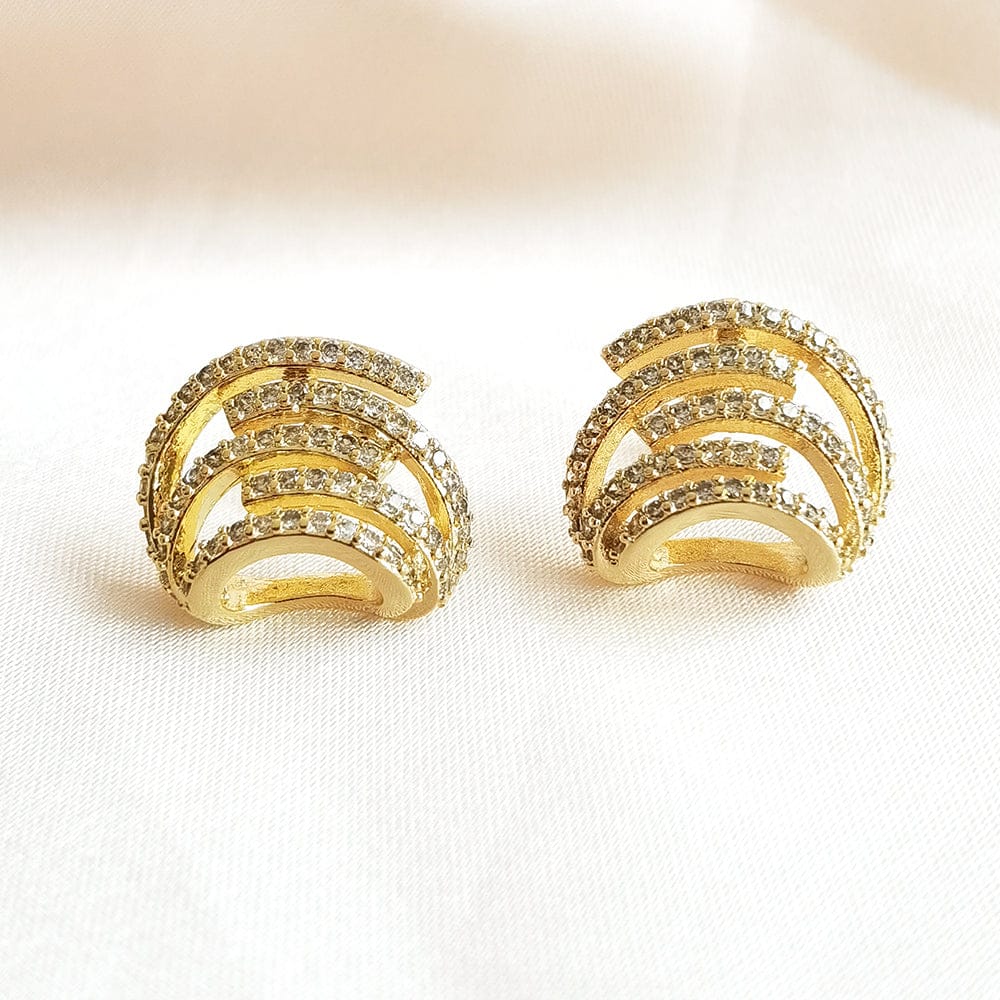 New Arrival Trendy Jewelry Micro Insert AAA Cubic Zircon Gold Plated Geometric Stud Earrings For Women