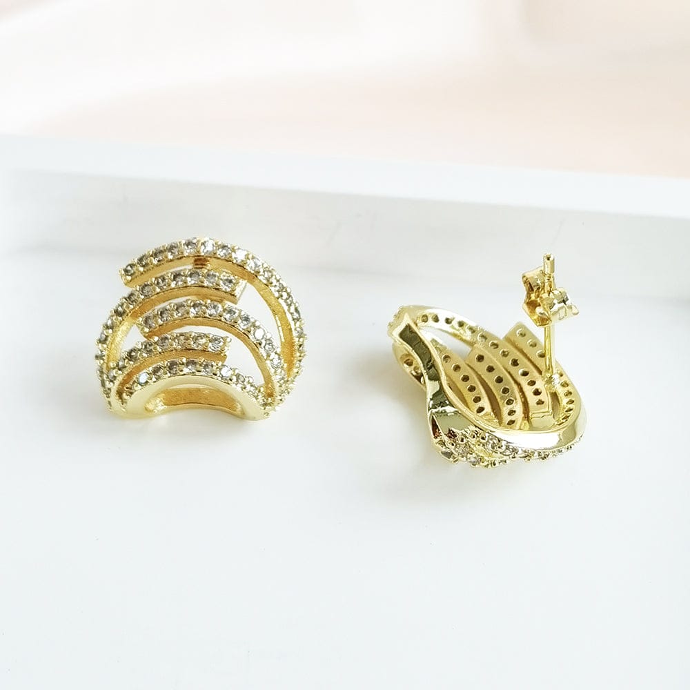 New Arrival Trendy Jewelry Micro Insert AAA Cubic Zircon Gold Plated Geometric Stud Earrings For Women