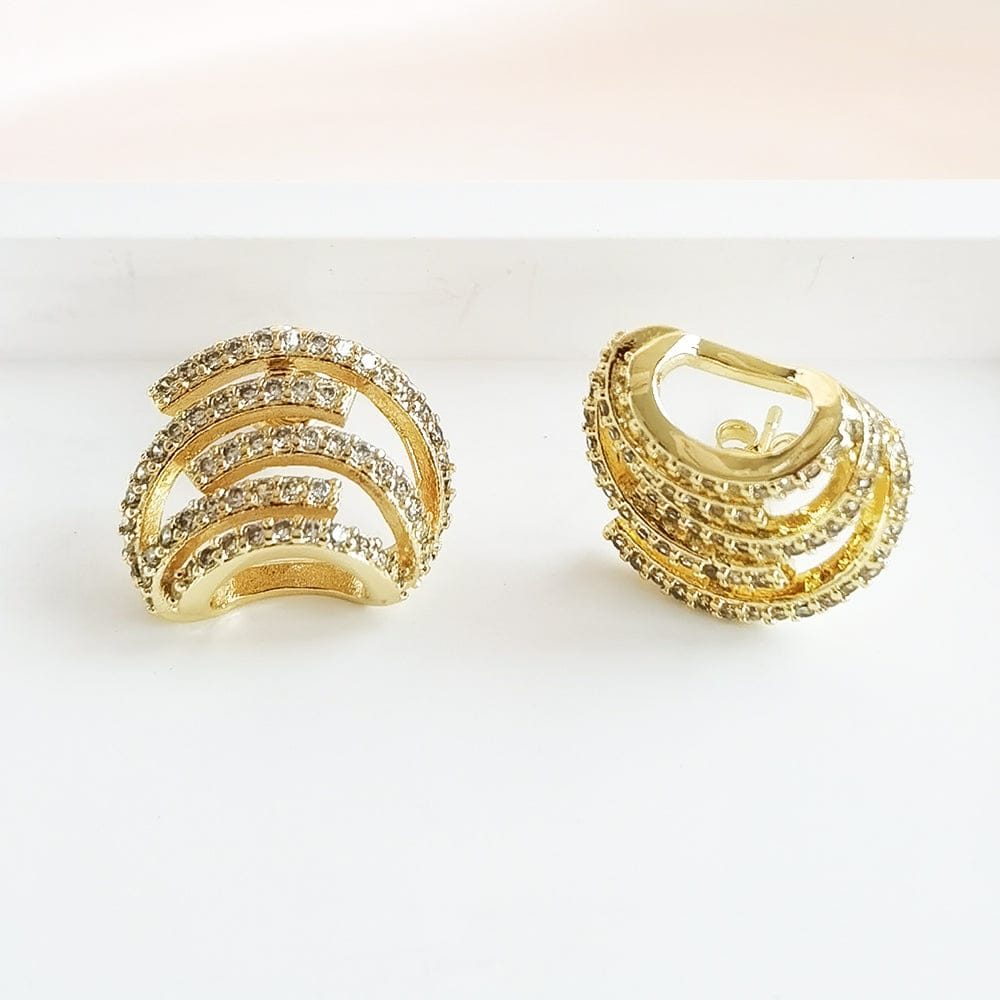 New Arrival Trendy Jewelry Micro Insert AAA Cubic Zircon Gold Plated Geometric Stud Earrings For Women