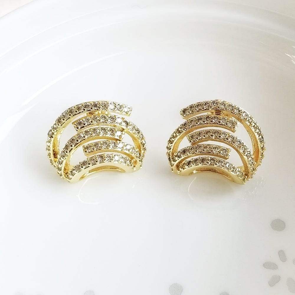 New Arrival Trendy Jewelry Micro Insert AAA Cubic Zircon Gold Plated Geometric Stud Earrings For Women