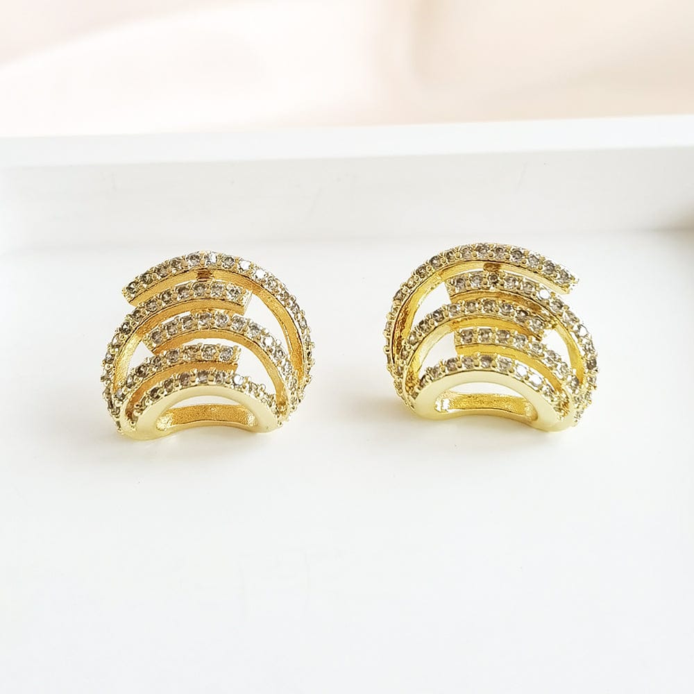 New Arrival Trendy Jewelry Micro Insert AAA Cubic Zircon Gold Plated Geometric Stud Earrings For Women
