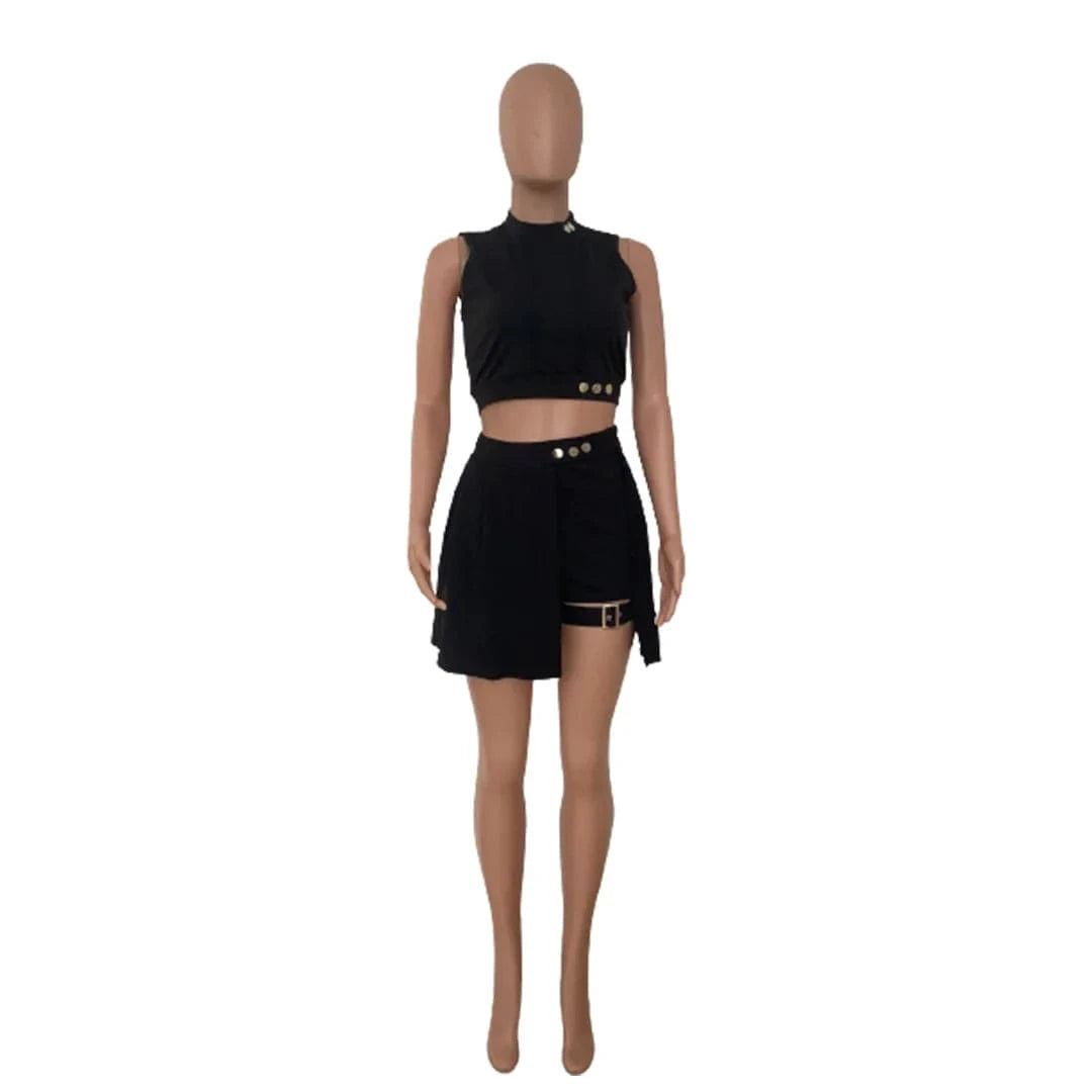 New Arrival Two Piece Skirt Sets Women Clothing Solid Sleeveless 2 Piece Skirt Suit Set for Ladies