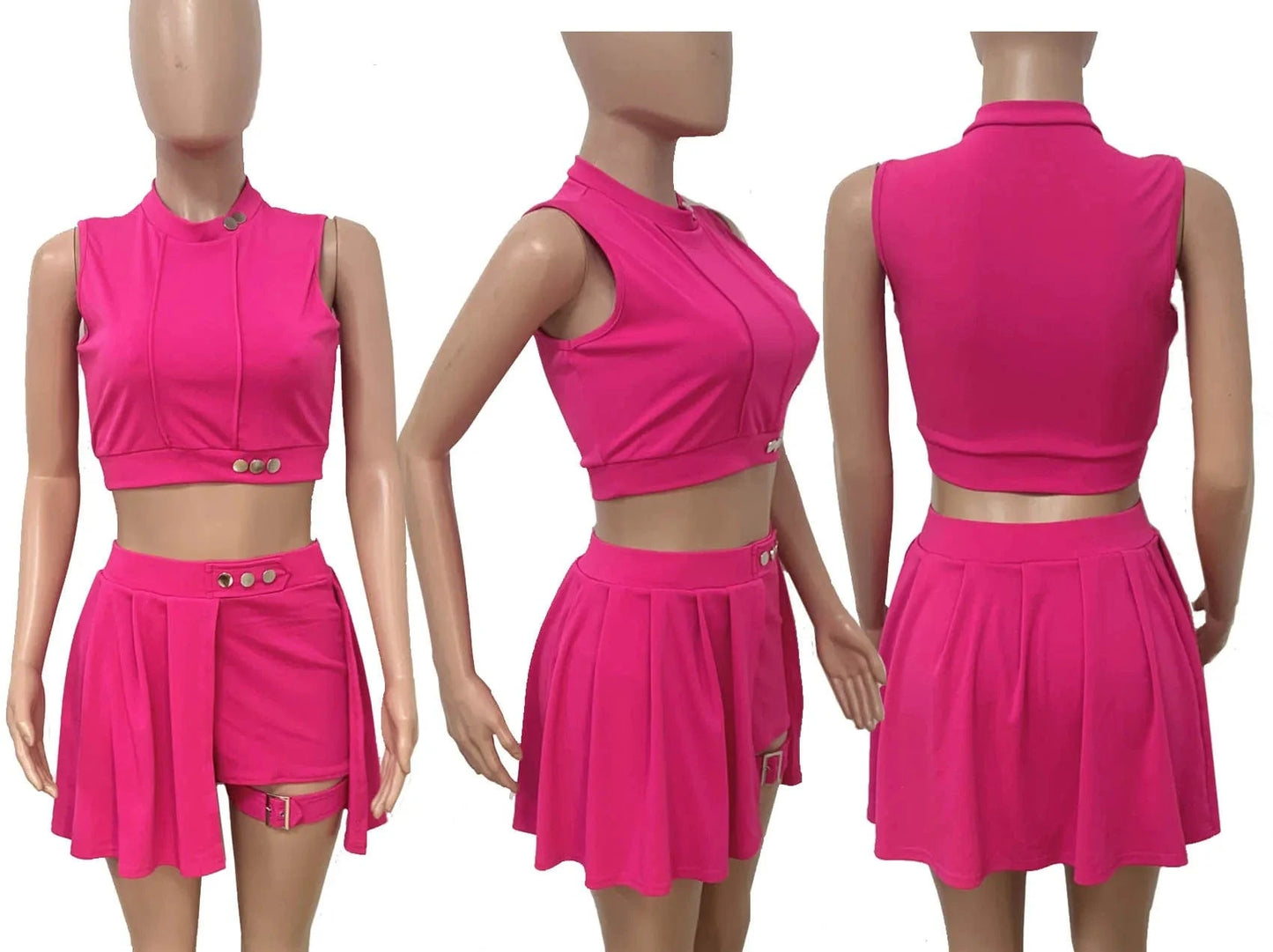 New Arrival Two Piece Skirt Sets Women Clothing Solid Sleeveless 2 Piece Skirt Suit Set for Ladies