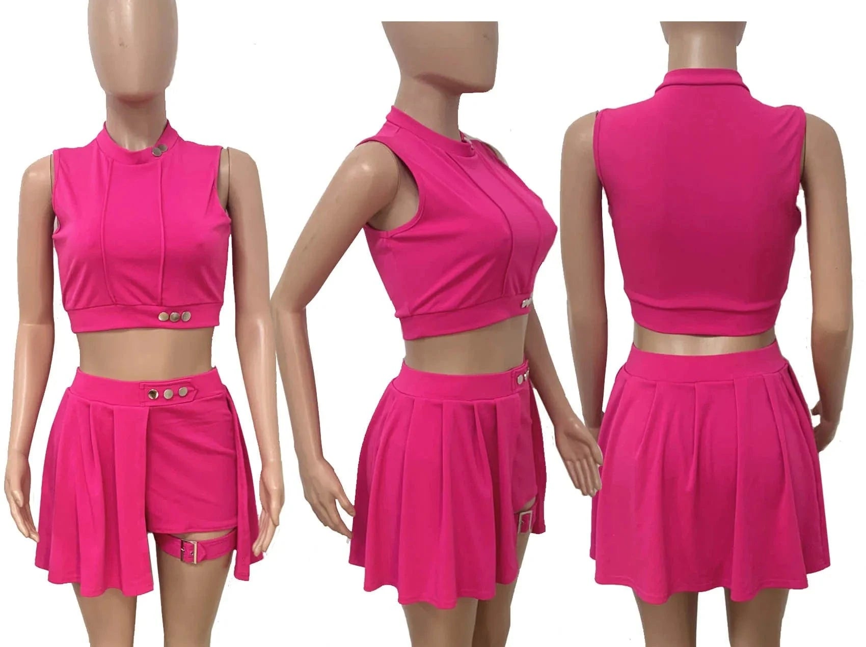 New Arrival Two Piece Skirt Sets Women Clothing Solid Sleeveless 2 Piece Skirt Suit Set for Ladies