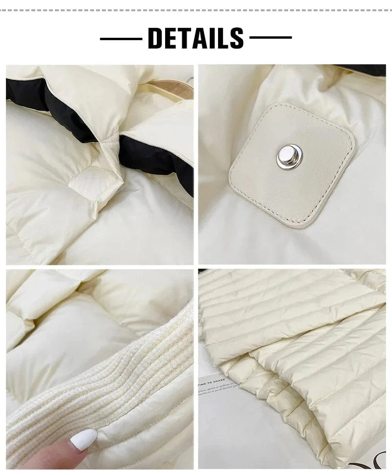 New Arrival Winter Warm Crop Puffer Coat Women Light Goose Down Jacket