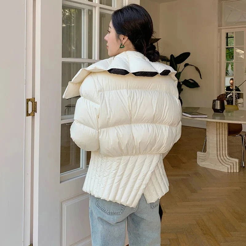 New Arrival Winter Warm Crop Puffer Coat Women Light Goose Down Jacket