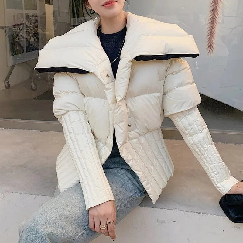New Arrival Winter Warm Crop Puffer Coat Women Light Goose Down Jacket