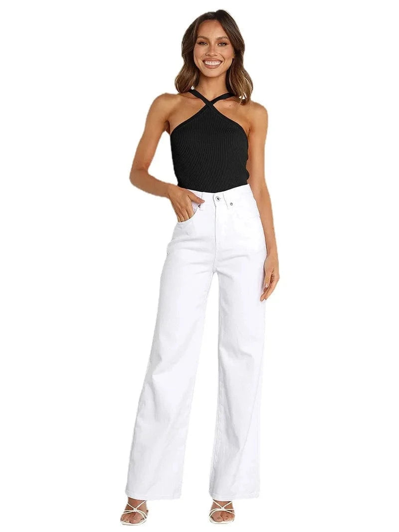 New Arrival Women Halter Tops Female Knitted Off Shoulder Crop Tops Cross Sexy Girls Tank Tops