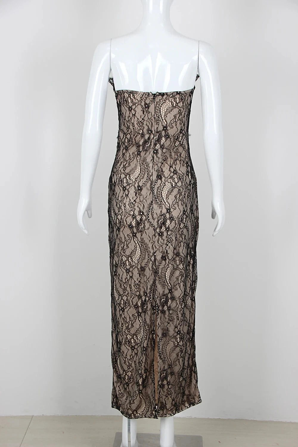 New Arrival Women's Elegant Hollow Out Strapless Lace Maxi Dress Party Club Prom Dresses