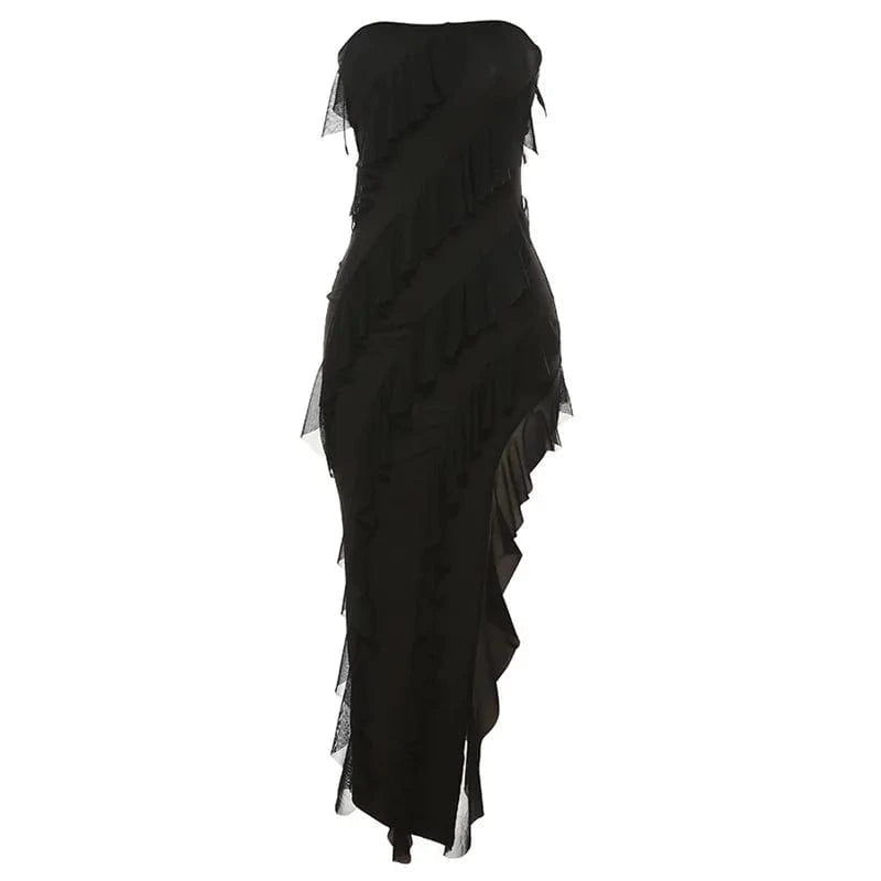 New Arrival Women's New Fashion Bandeau Sexy Backless Split Fringe Temperament Dress