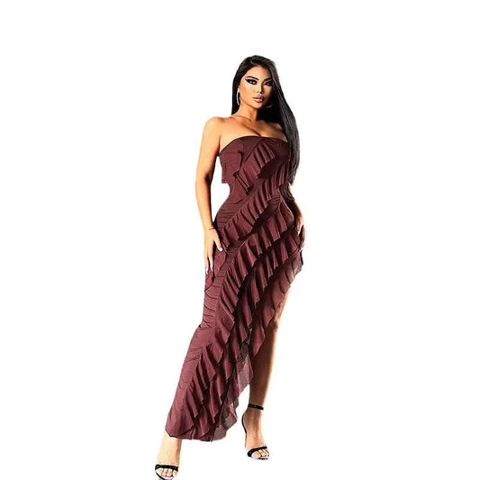 New Arrival Women's New Fashion Bandeau Sexy Backless Split Fringe Temperament Dress