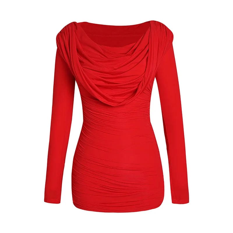 New Arrival Women's Red Elegant Long Sleeves Mini Dress Party Club Prom Dresses