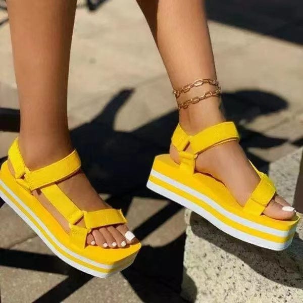 New arrivals 2023 trendy summer women shoes flat slippers color block platform sandals women casual sandals