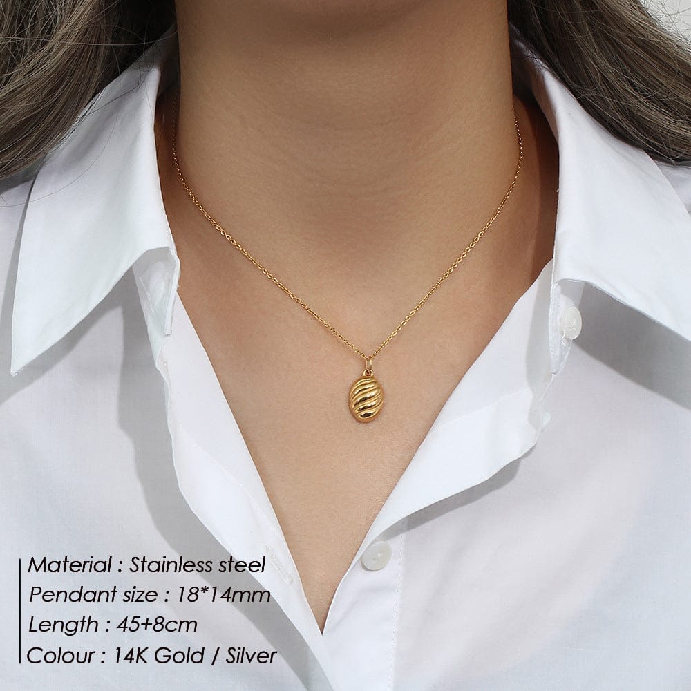 New arrivals 316 Stainless Steel Gold Silver Women Stainless Steel Classic Hammer Pattern Pendant Necklaces