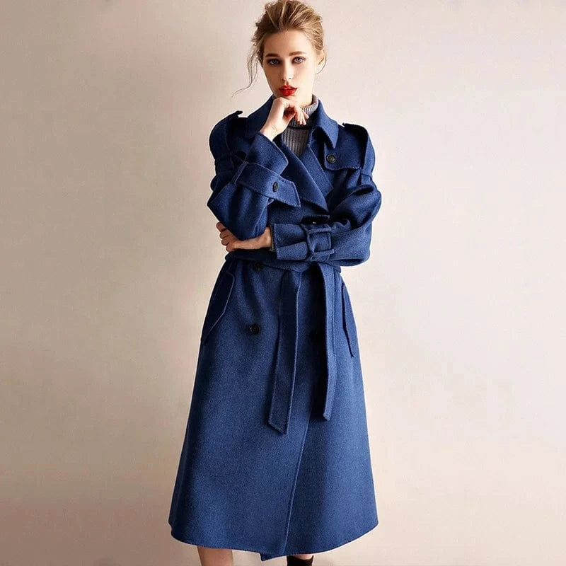 New Arrivals Autumn and Winter Long Wool Coat Women Double Sided Wool Trench Coat