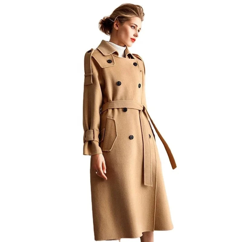 New Arrivals Autumn and Winter Long Wool Coat Women Double Sided Wool Trench Coat