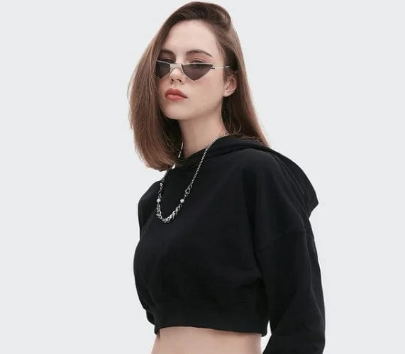 New arrivals fashion outwork Bulk Wholesale custom embroidery blank cotton french terry oversized cropped top hoodie for women