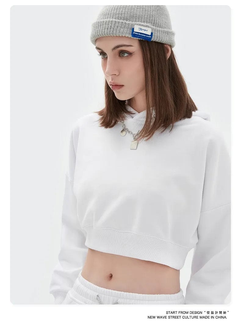 New arrivals fashion outwork Bulk Wholesale custom embroidery blank cotton french terry oversized cropped top hoodie for women