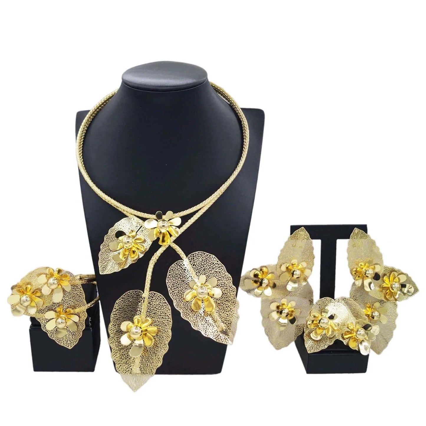 New Arrivals Wedding 18K 24K Gold Plated Hot Sale Women Excellent Jewelry Set Gift Custom Party Birthday High Quality Jewels