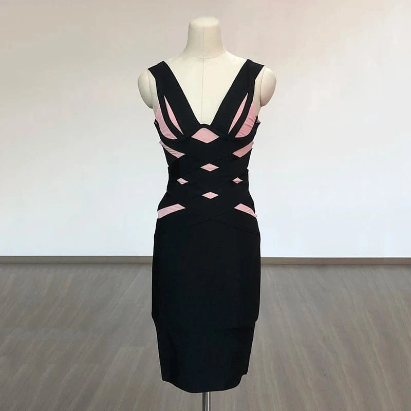 New Arrivals Women Elegant Bodycon Sleeveless Bandage Party Evening Dresses