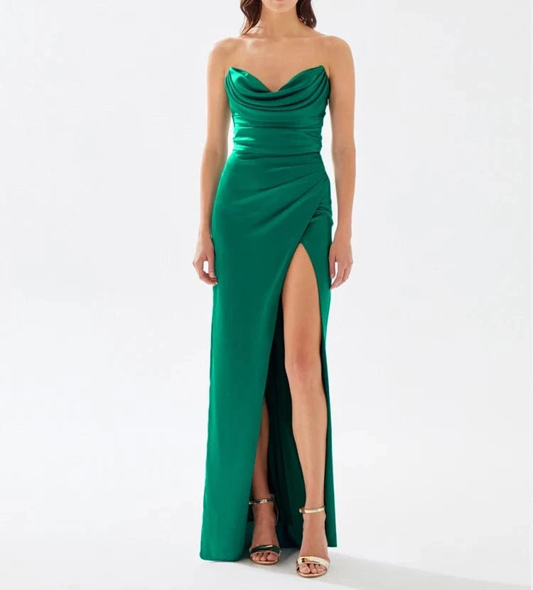 New Arrivals Women's Green Robe Femme Elegant Long Dress Party Club Prom Evening Dresses