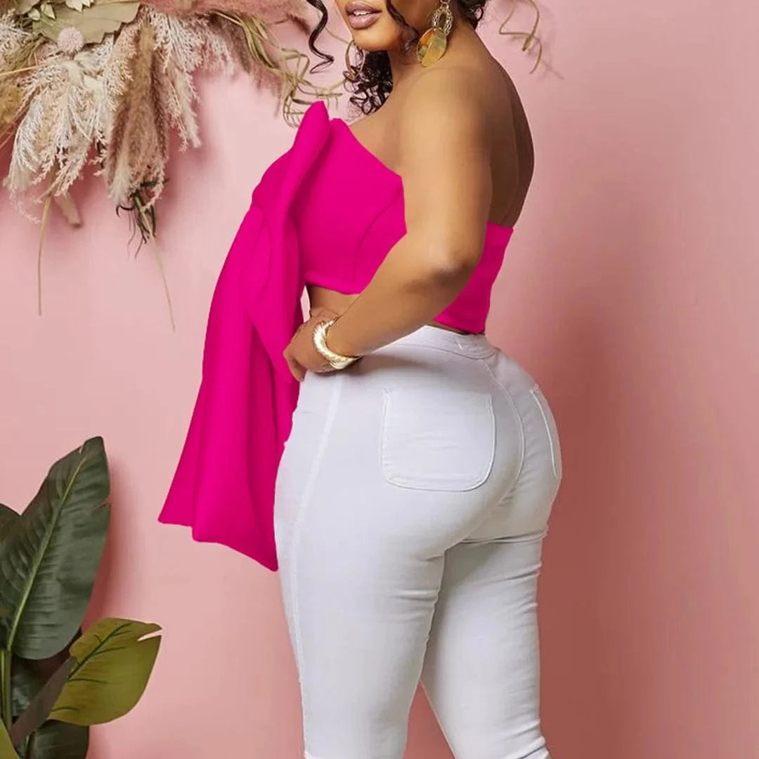 new arrivals Women's Sexy Bow Wrap Chest Strapless Blouse Tops for women 2023