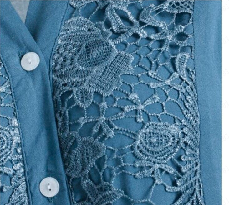 New Blouse European And American Women's Long Sleeves V Collar Shirt large Size lace Shirt Women's Blouses With Collars