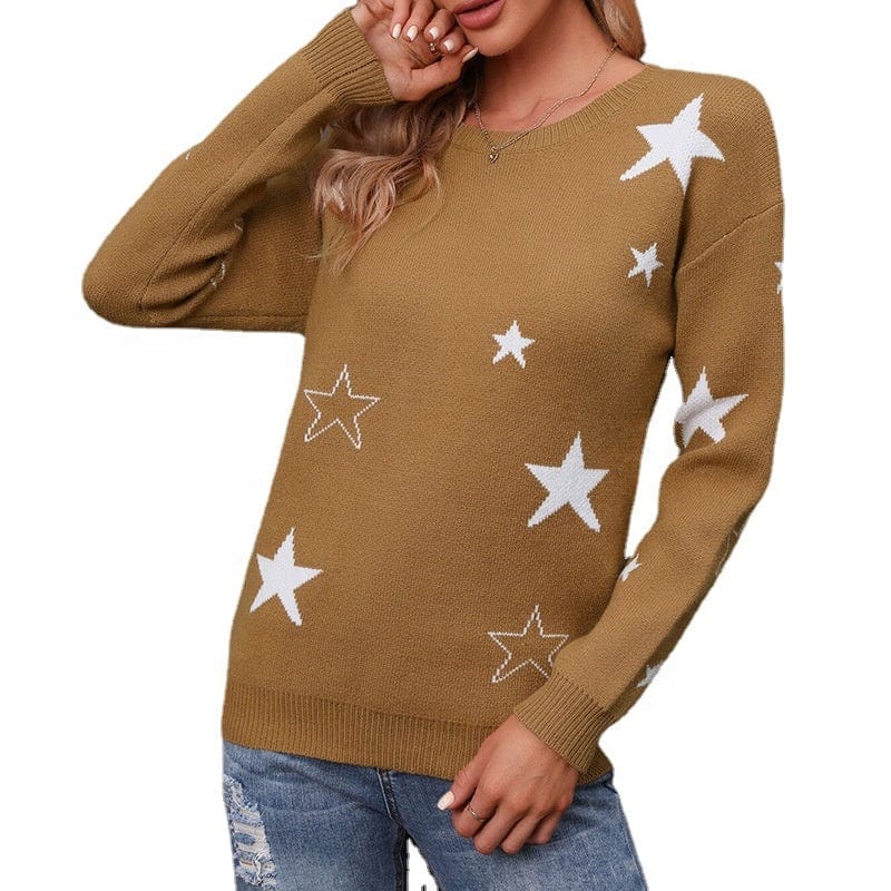 New Casual Bottoming Sweater Women's Loose Round Neck Pullover European American