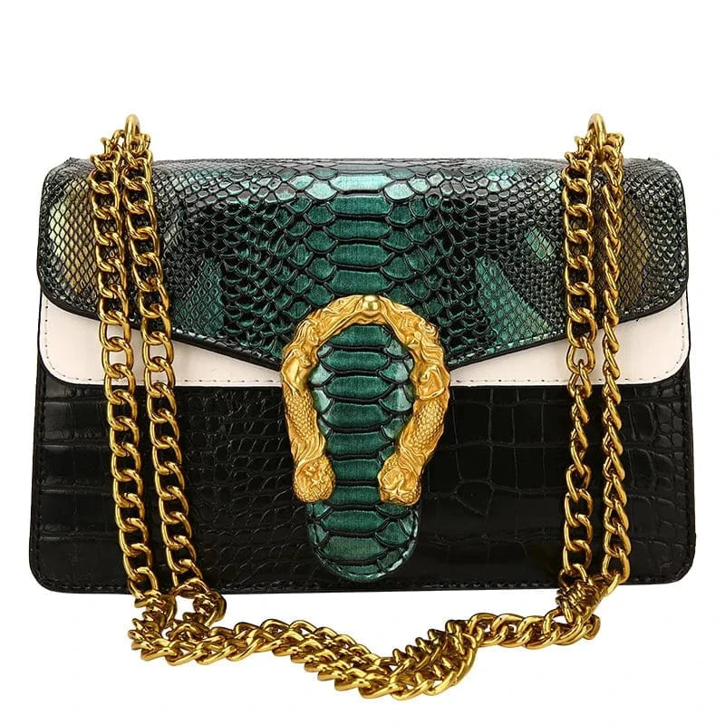 New Colored Shoulder Bag Premium small bag Fashion Versatile Trendy Women's Chain Crossbody Bag Advanced Snake Pattern Handbag