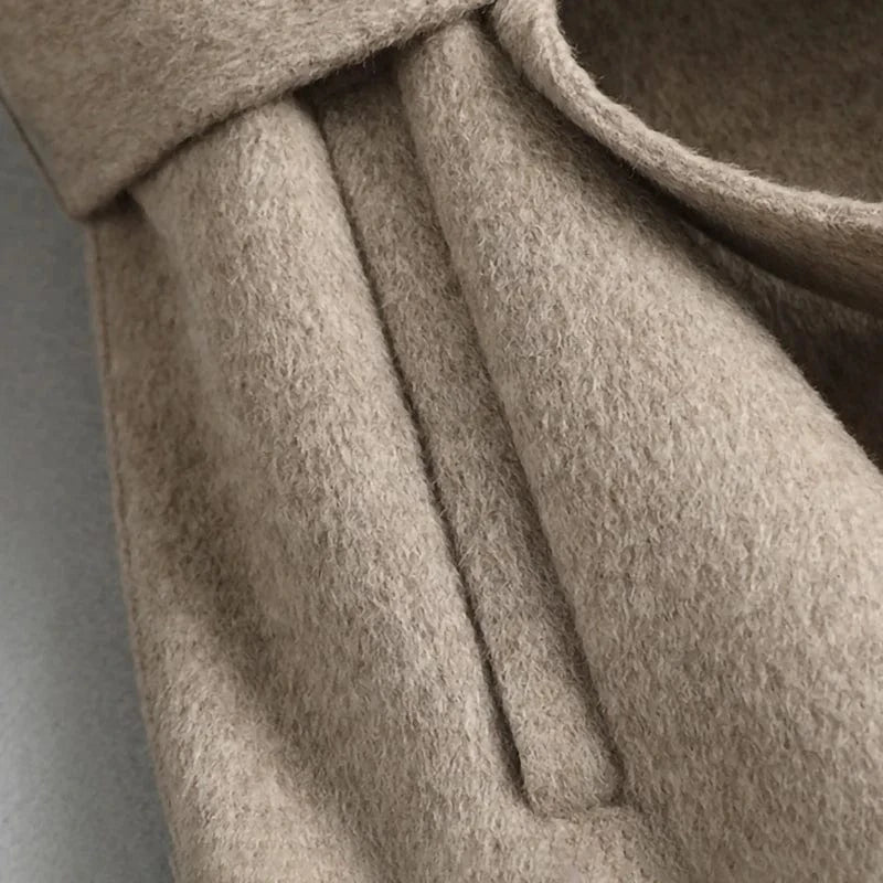 New Coming Real Fox Fur Cashmere Coat Fashion Trench Wool Coat With Belt