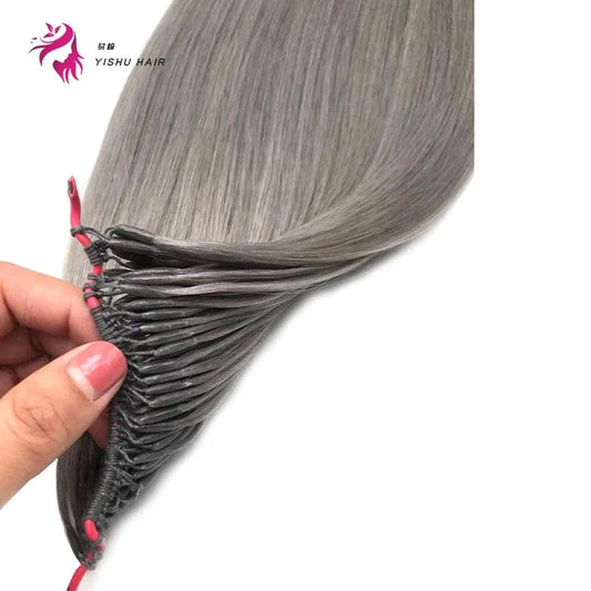 New Cotton Line Extension light gray Virgin Straight Cotton Line Korean Hair Extension