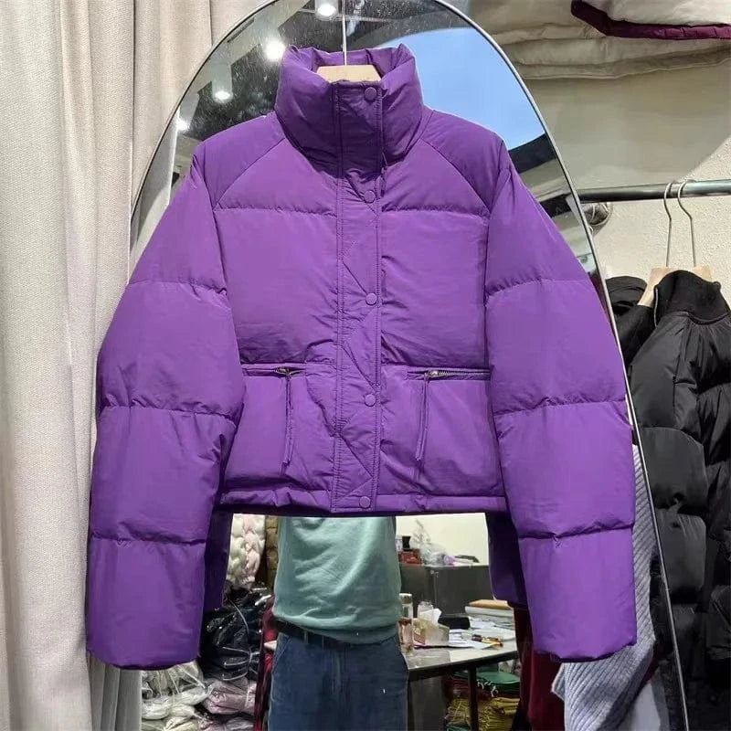 New Cotton-Padded Women's Short Korean Version Stand Collar Thickened Bread Coat Cotton-Padded Women Coat