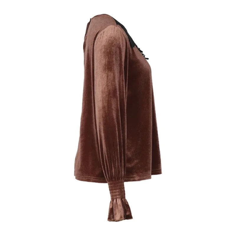 New Cross Border Maillard Solid Long Sleeve Knitted Shirt Women