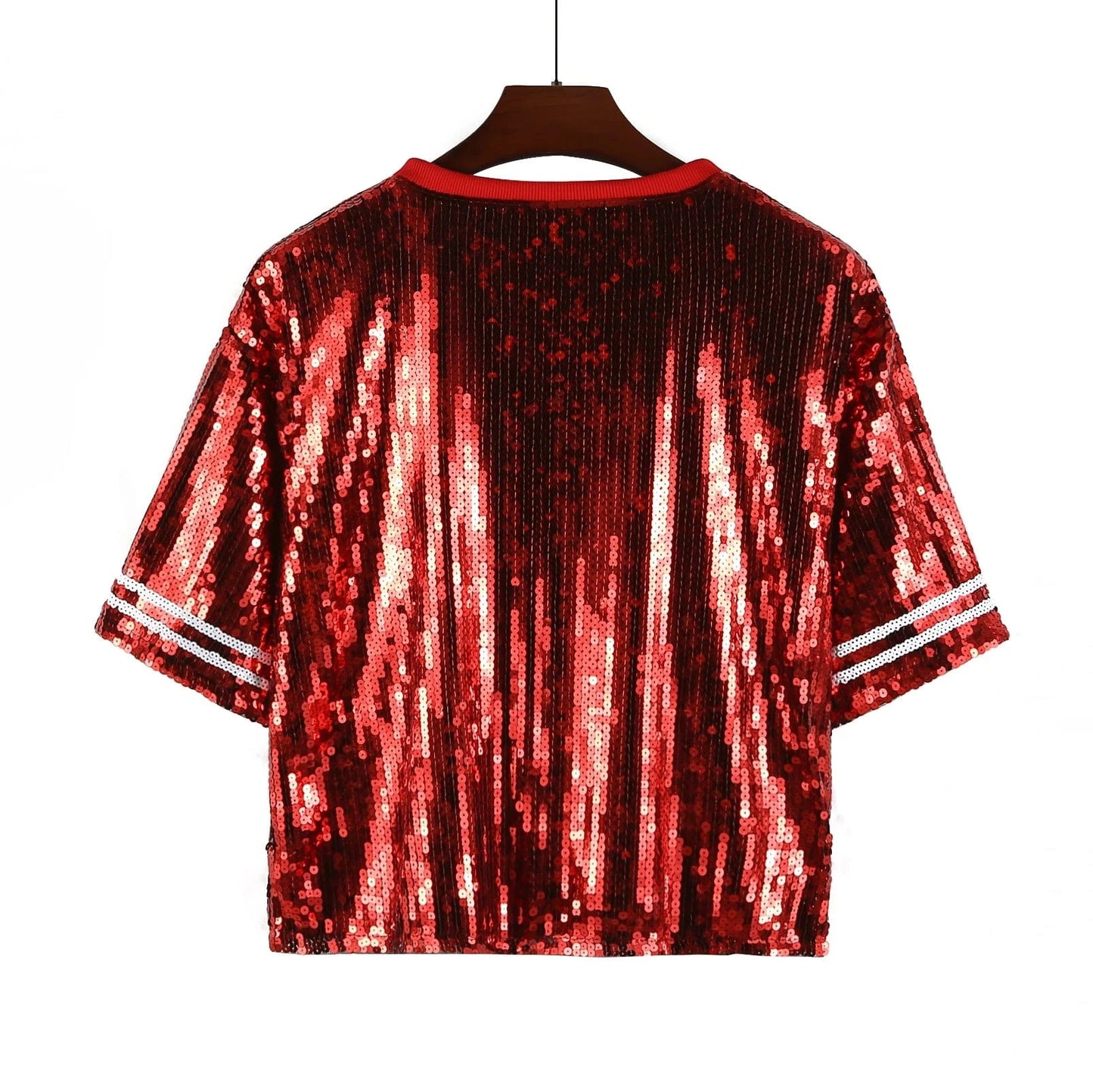 new custom baseball shirts girl sexy sequins short t shirt  women sequins crop top