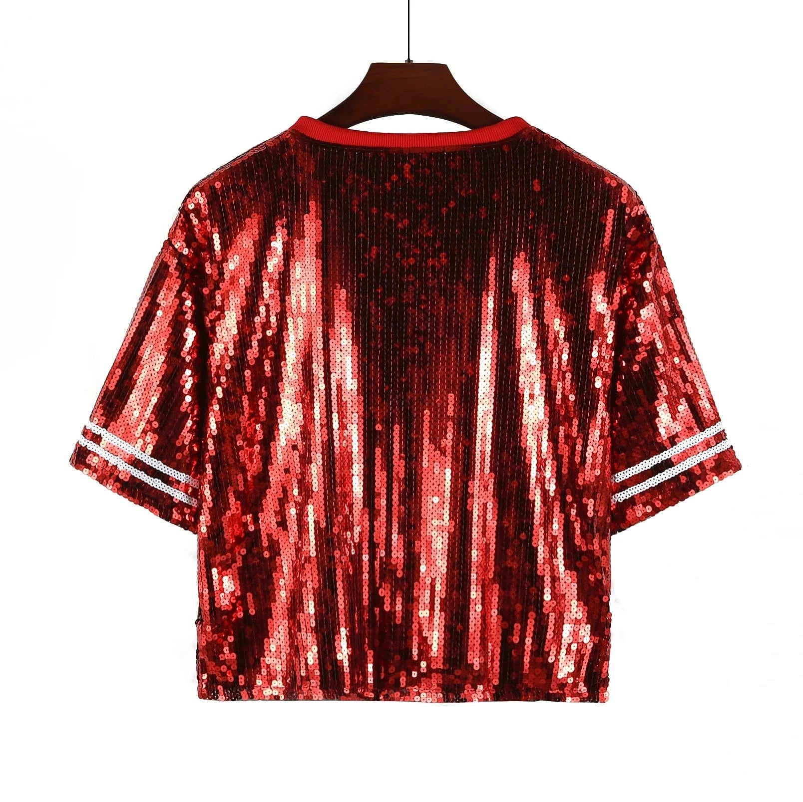 new custom baseball shirts girl sexy sequins short t shirt  women sequins crop top