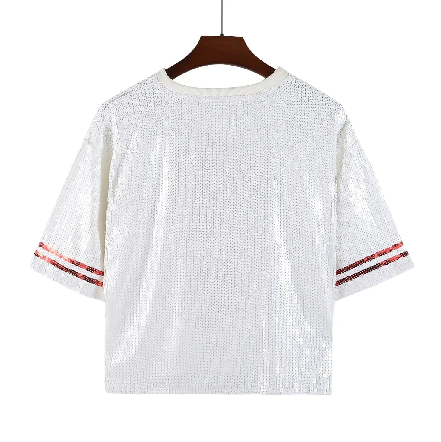 new custom baseball shirts girl sexy sequins short t shirt  women sequins crop top