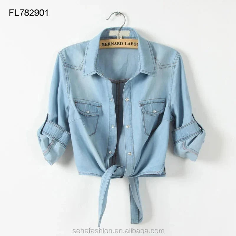 new design fashion long sleeve denim jacket women wholesale