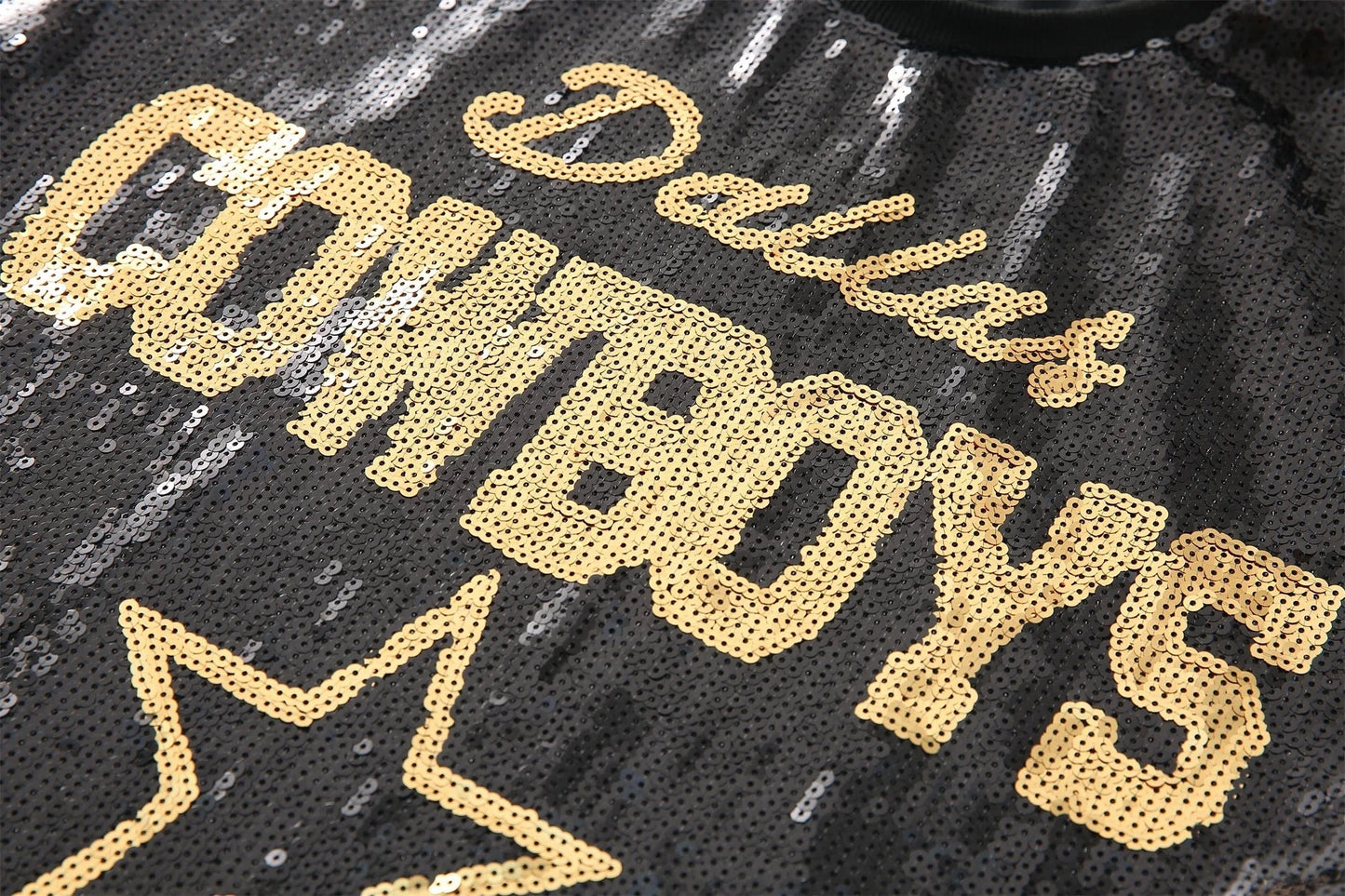 new design  nfl Style  Party fringe t shirts Sequin Dallas Cowboys fashion crop top Women tassels sequins short top