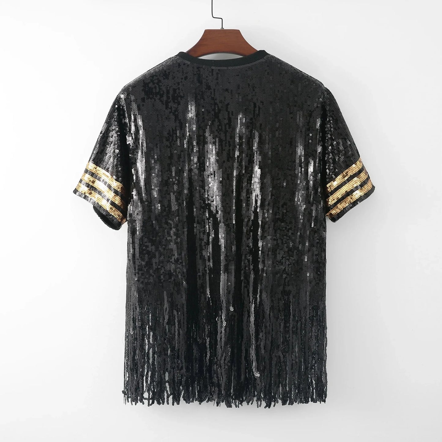new design  nfl Style  Party fringe t shirts Sequin Dallas Cowboys fashion crop top Women tassels sequins short top