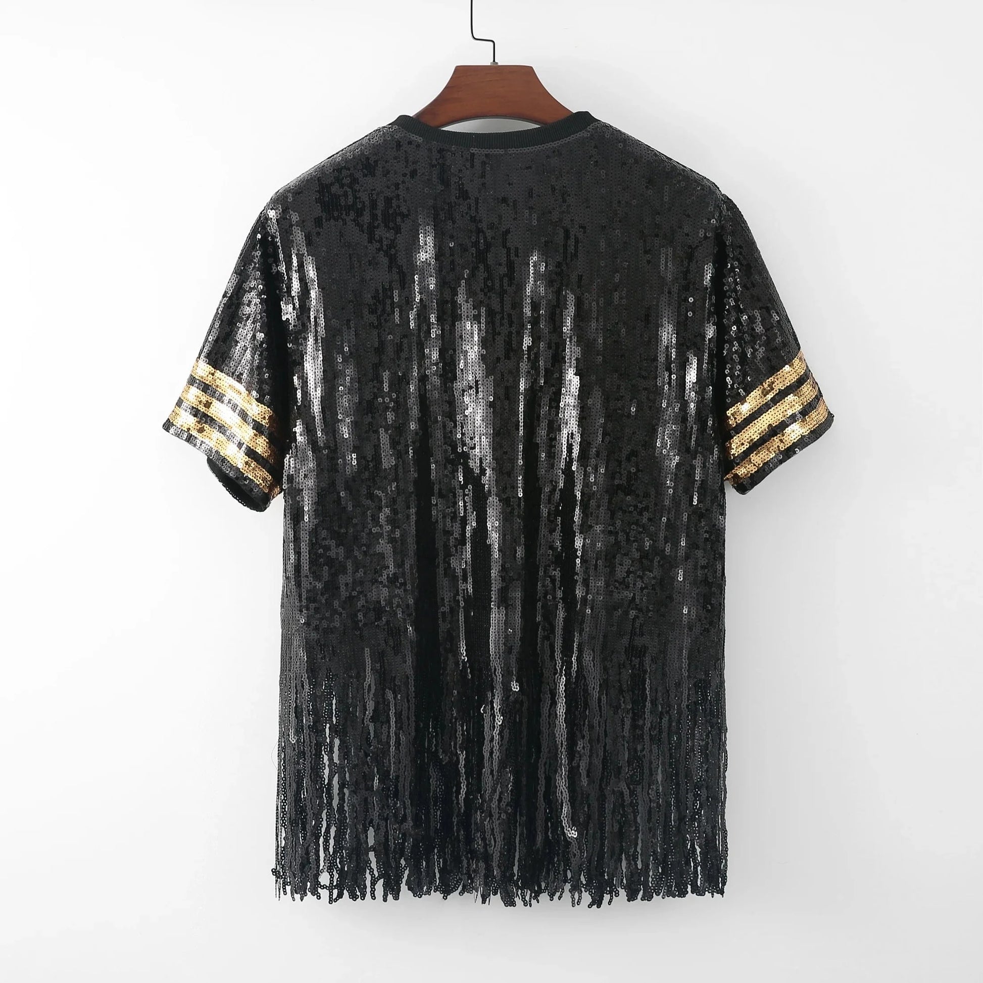 new design  nfl Style  Party fringe t shirts Sequin Dallas Cowboys fashion crop top Women tassels sequins short top